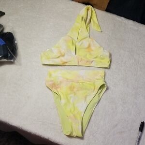 Aerie Yellow and Pink Tie-Dye Bikini